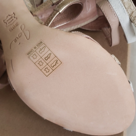 JOIE New ZEE Strappy Heel Sandal Caged Embossed ALL Leather Pump Nude Womens🎉HP - Picture 14 of 16